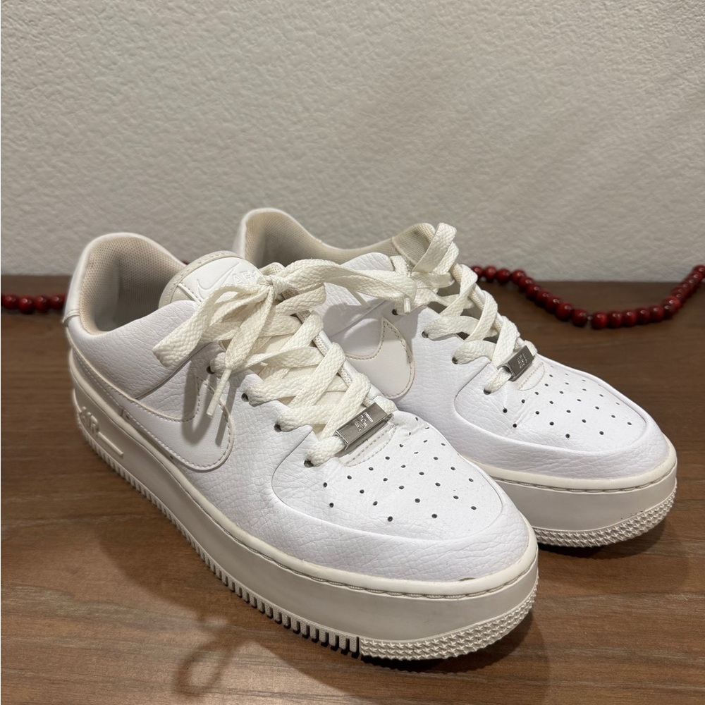 Nike White Air Force 1 Leather Sneakers